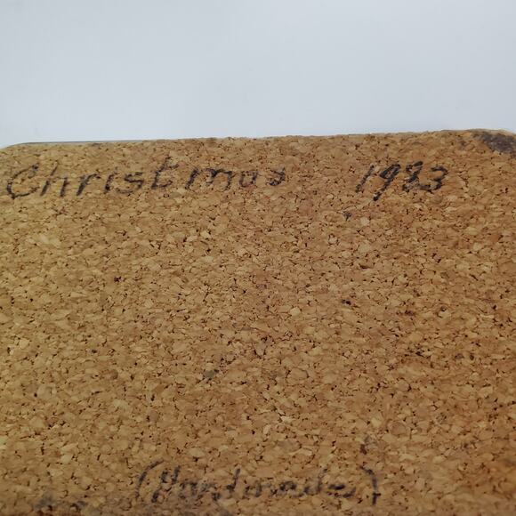 Vintage 83' Hearts Floral Cross Stitch Handmade Glass Paperweight Office Decor - Picture 4 of 11